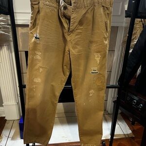 Men's Tan Distressed Khakis